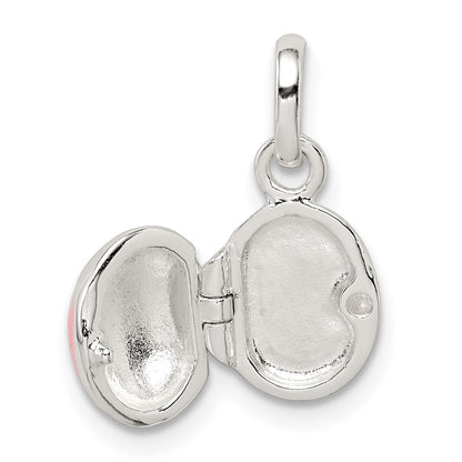 Sterlingsilber Rosa & Schwarz Emaille Marienkäfer Medaillon Kinder Anhänger