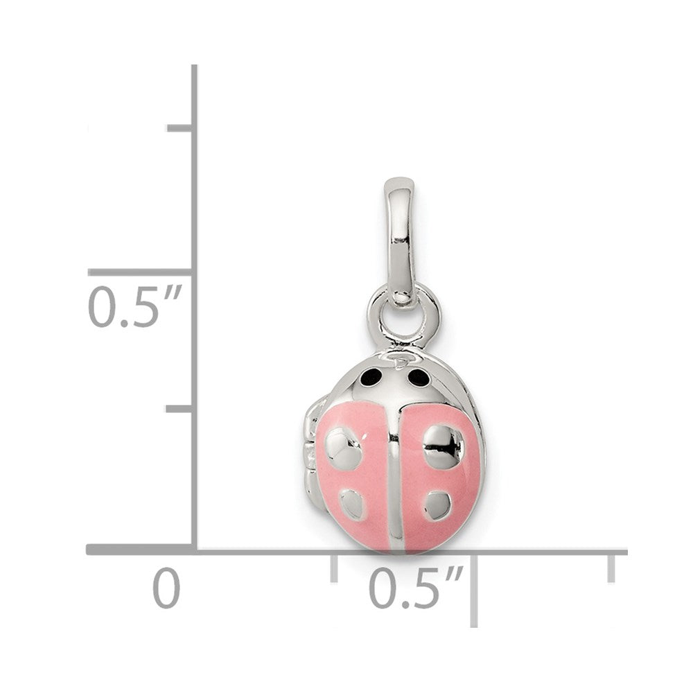 Sterlingsilber Rosa & Schwarz Emaille Marienkäfer Medaillon Kinder Anhänger