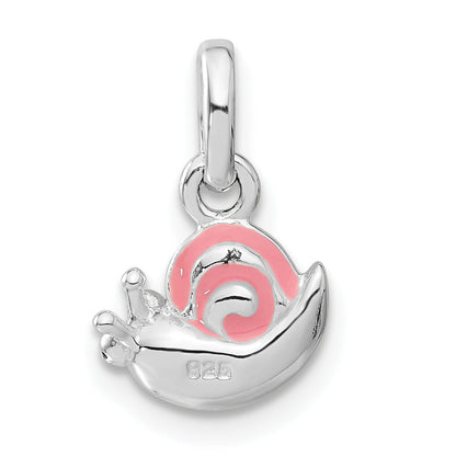 Sterlingsilber Rosa Emaille Snail Kinder Anhänger