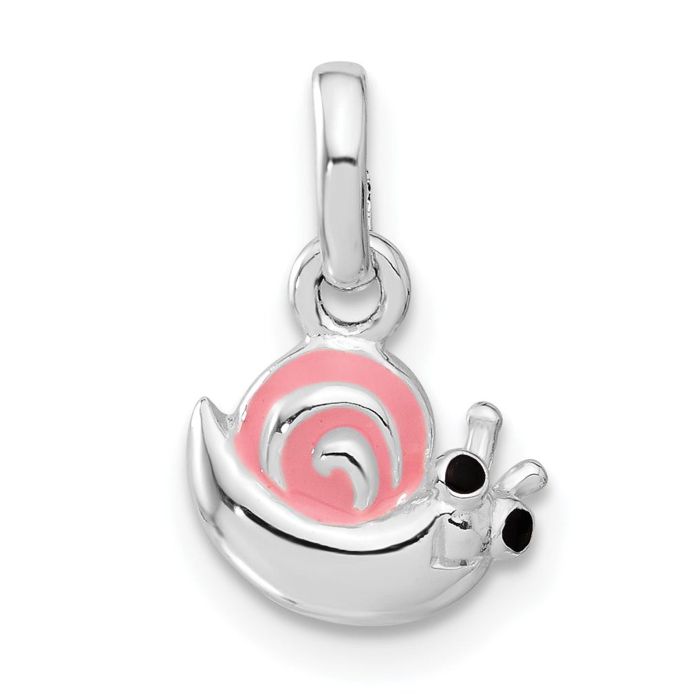 Sterlingsilber Rosa Emaille Snail Kinder Anhänger