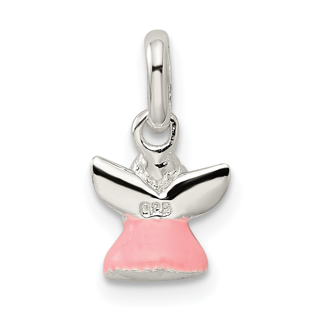 Sterlingsilber Rosa Emaille Engel Kinder Anhänger