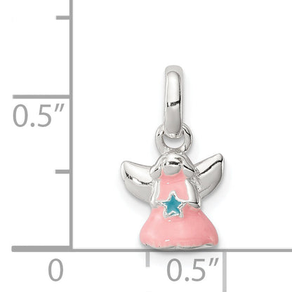 Sterlingsilber Rosa Emaille Engel Kinder Anhänger