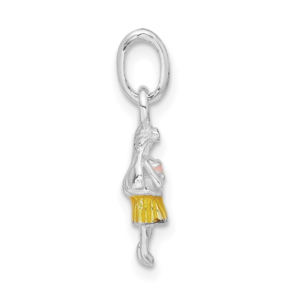 Sterlingsilber Kinder Emailliert Hawaiian Mädchen Anhänger