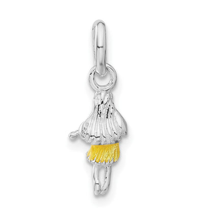 Sterlingsilber Kinder Emailliert Hawaiian Mädchen Anhänger