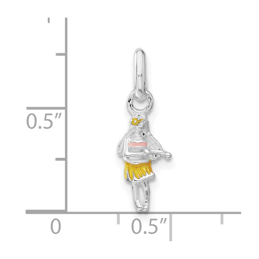Sterlingsilber Kinder Emailliert Hawaiian Mädchen Anhänger