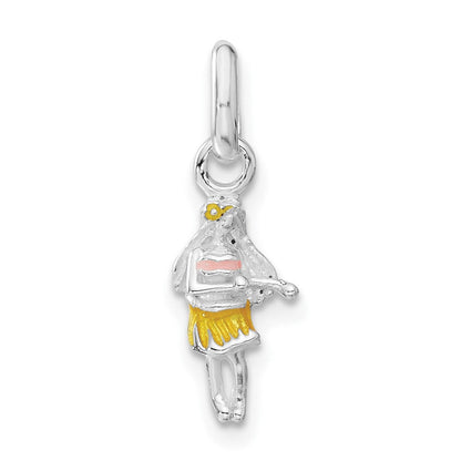 Sterlingsilber Kinder Emailliert Hawaiian Mädchen Anhänger