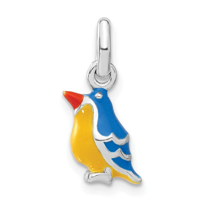 Sterlingsilber 3d Emaille Vogel Kinder Anhänger