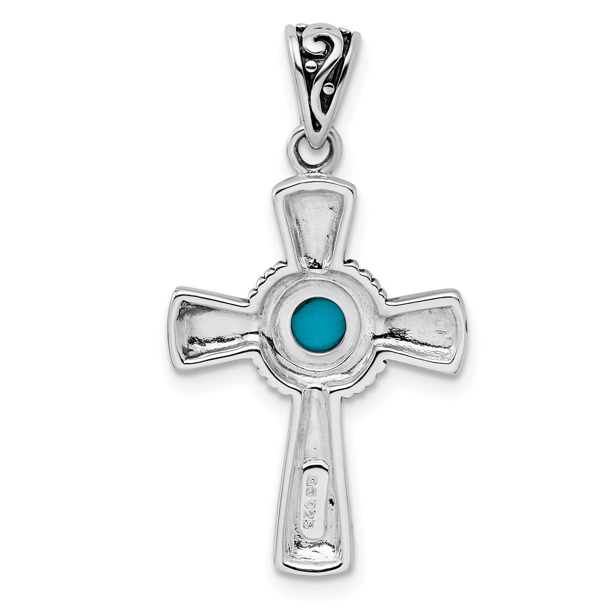 Sterlingsilber Antikisiert Recon Türkis Kreuz Anhänger