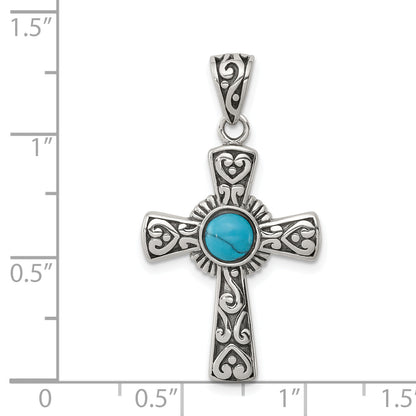 Sterlingsilber Antikisiert Recon Türkis Kreuz Anhänger