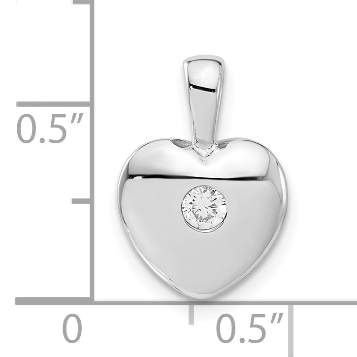 Sterlingsilber Poliert Zirkonia Herz Anhänger