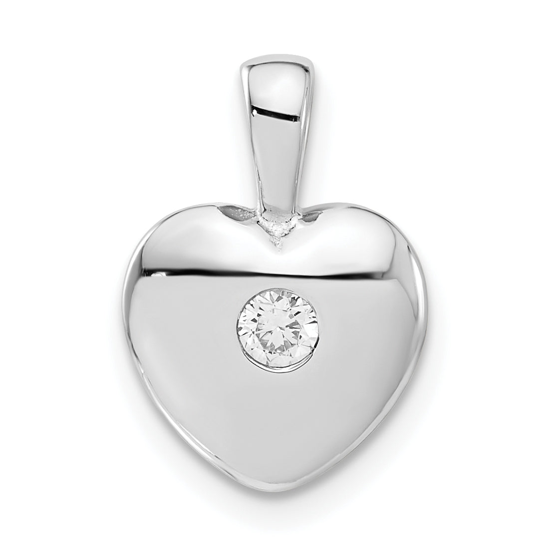 Sterlingsilber Poliert Zirkonia Herz Anhänger