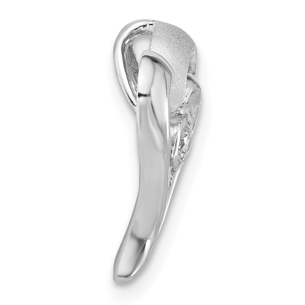 Sterlingsilber Poliert & Satiniert Zirkonia Herz Kette Anhänger