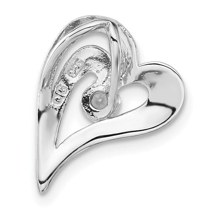 Sterlingsilber Poliert & Satiniert Zirkonia Herz Kette Anhänger