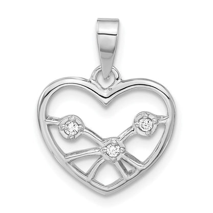 Sterlingsilber Poliert Zirkonia Herz Anhänger