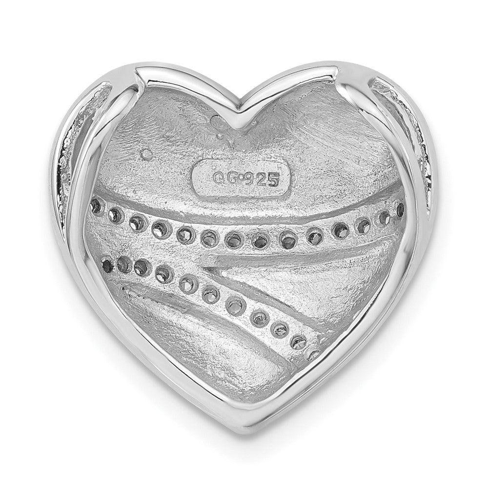 Sterlingsilber mit Schwarz Rhodium Poliert & Satiniert Zirkonia Herz Kette Anhänger