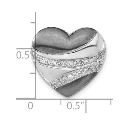 Sterlingsilber mit Schwarz Rhodium Poliert & Satiniert Zirkonia Herz Kette Anhänger