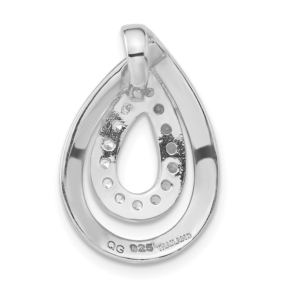 Sterlingsilber Gebürstet Zirkonia Tropfen Kette Anhänger