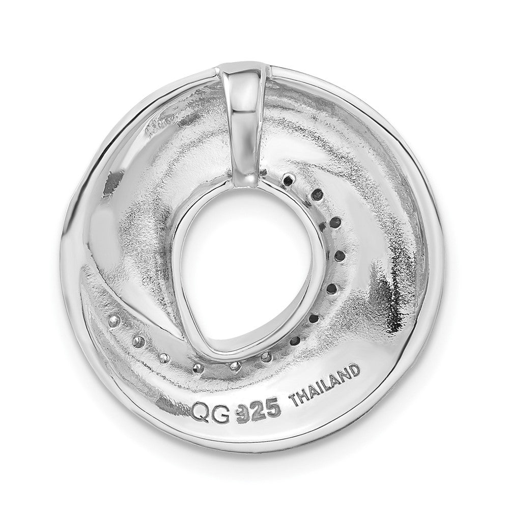 Sterlingsilber Poliert & Gebürstet Zirkonia Kreis Anhänger