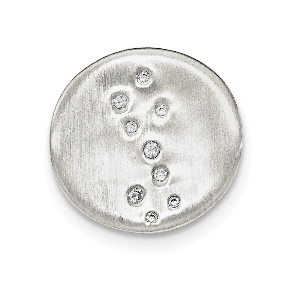 Sterlingsilber Satiniert Zirkonia Plättchen Anhänger