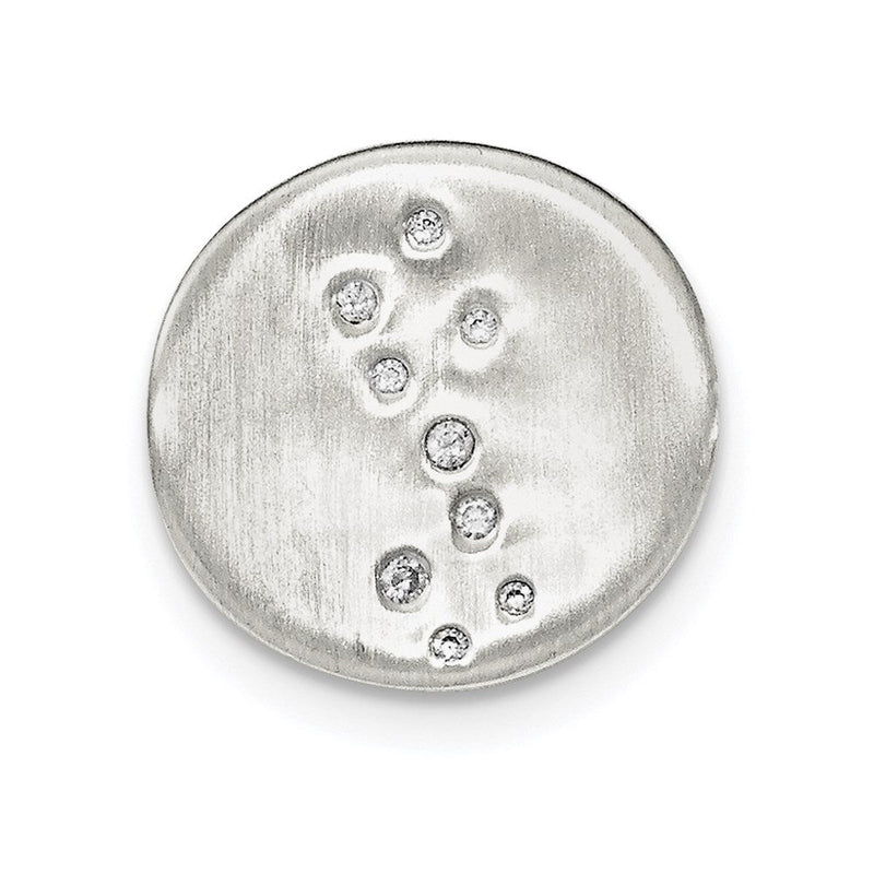 Sterlingsilber Satiniert Zirkonia Plättchen Anhänger