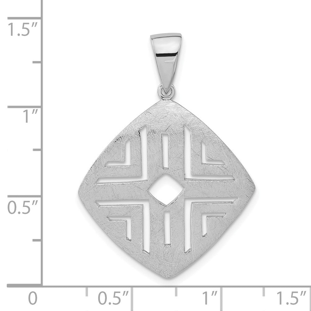 Sterlingsilber Rhodiniert Scratch Finish Quadratisch Ausgeschnitten Anhänger