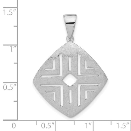 Sterlingsilber Rhodiniert Scratch Finish Quadratisch Ausgeschnitten Anhänger