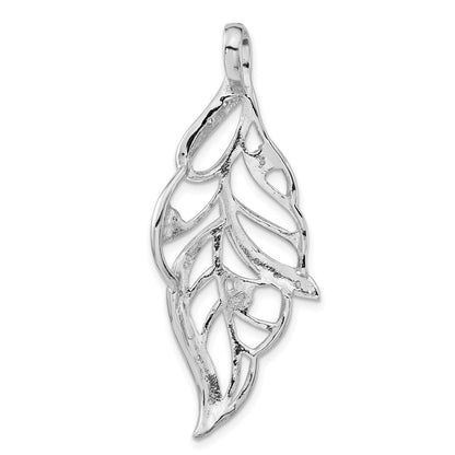 Sterlingsilber Poliert Zirkonia Blatt Anhänger