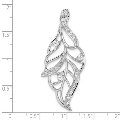 Sterlingsilber Poliert Zirkonia Blatt Anhänger