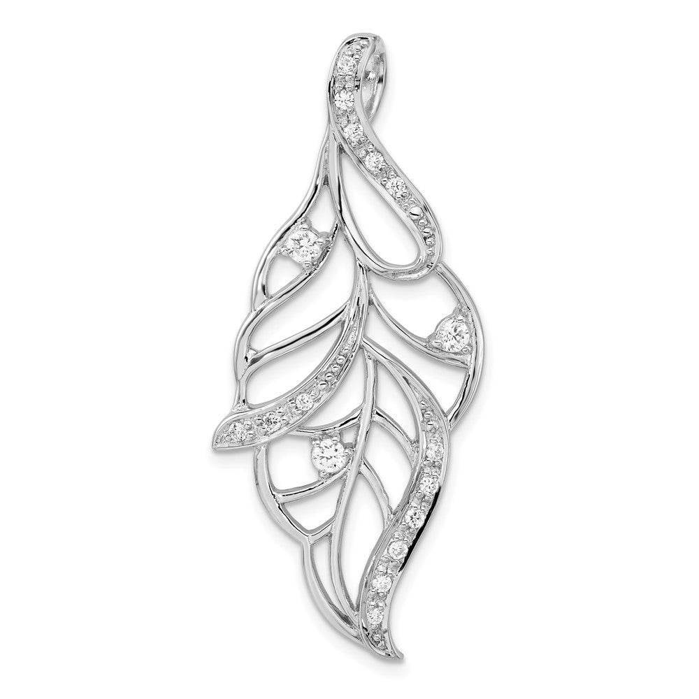 Sterlingsilber Poliert Zirkonia Blatt Anhänger