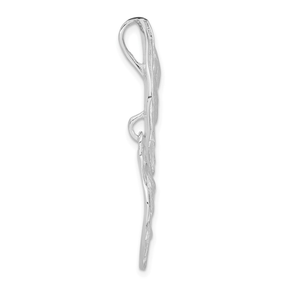 Sterlingsilber Poliert & Strukturiert Doppelt Blatt Kette Anhänger