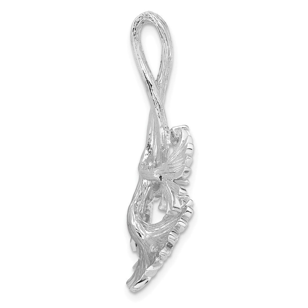 Sterlingsilber Poliert und Satiniert Zirkonia Blumen Anhänger