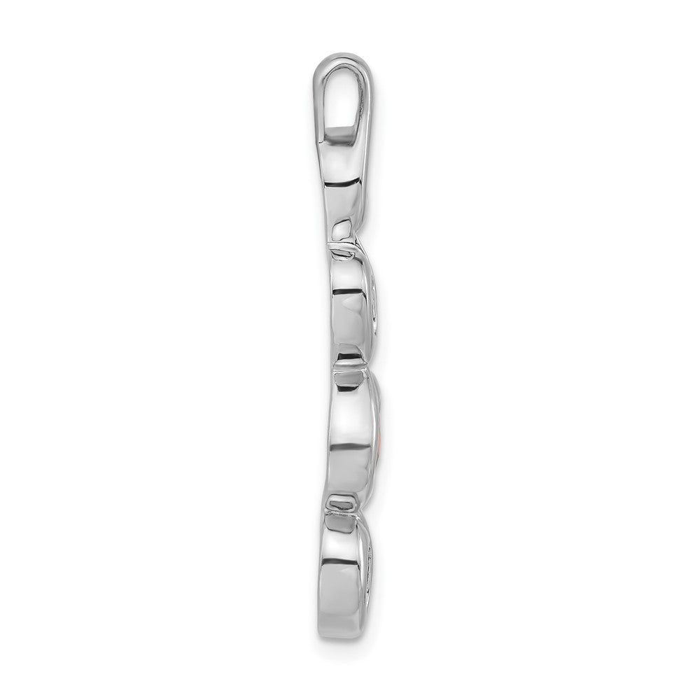 Sterlingsilber Poliert Rot Zirkonia Oval Hängend Anhänger