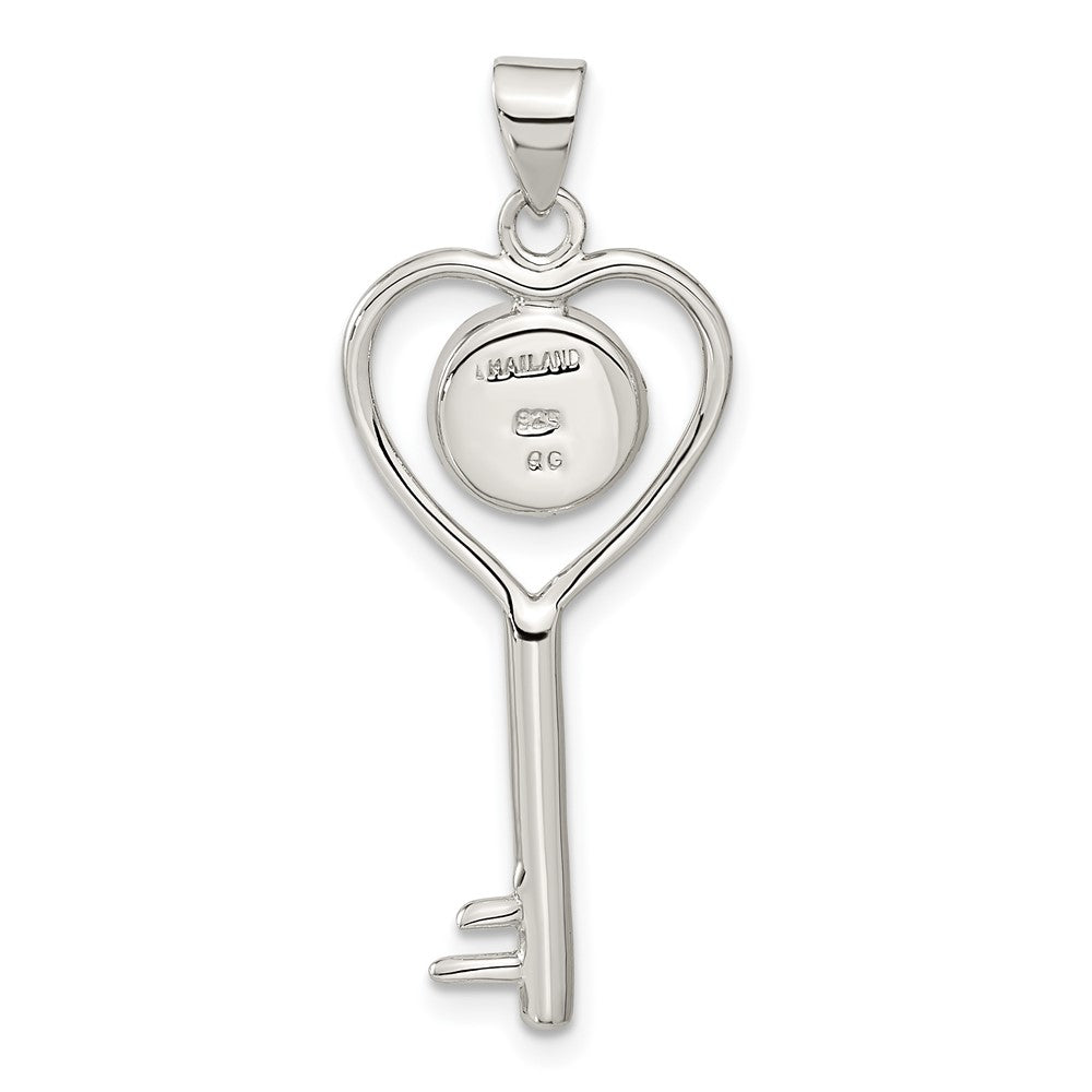 Sterlingsilber Poliert Shiva Auge in Herz Key Anhänger