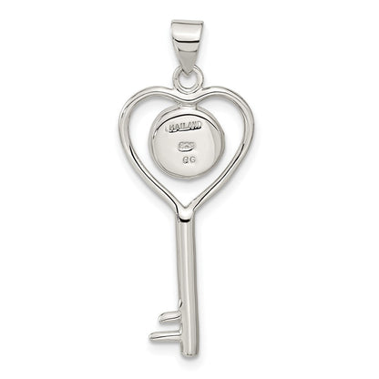 Sterlingsilber Poliert Shiva Auge in Herz Key Anhänger
