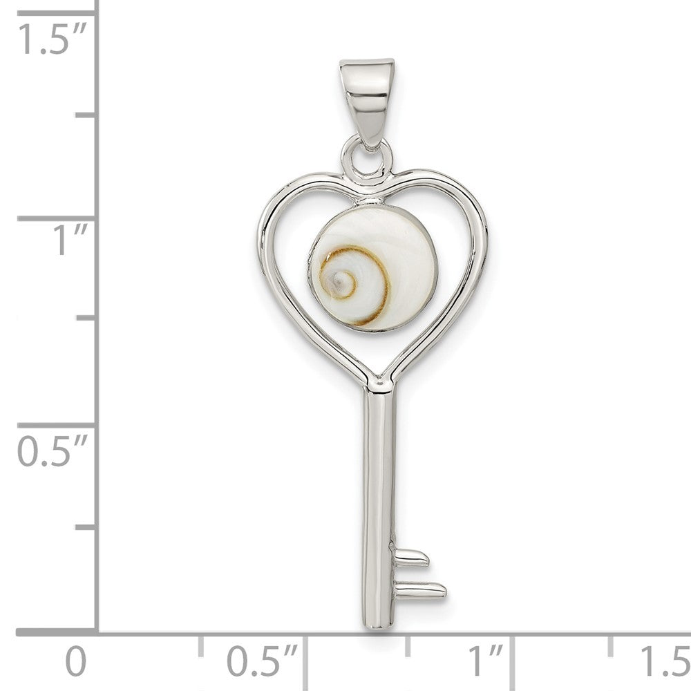 Sterlingsilber Poliert Shiva Auge in Herz Key Anhänger