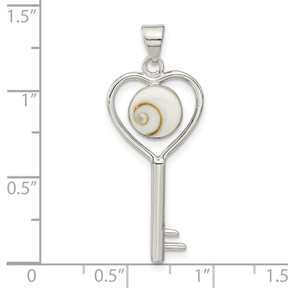 Sterlingsilber Poliert Shiva Auge in Herz Key Anhänger