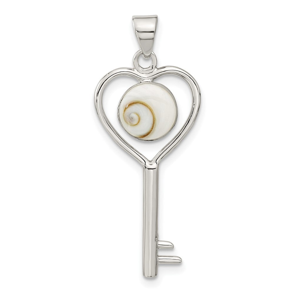 Sterlingsilber Poliert Shiva Auge in Herz Key Anhänger