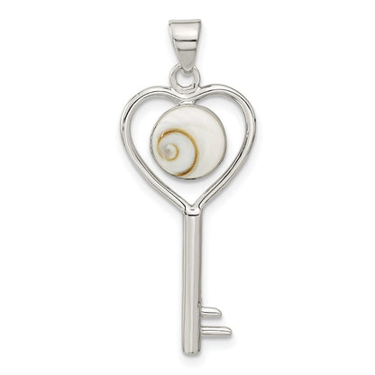 Sterlingsilber Poliert Shiva Auge in Herz Key Anhänger