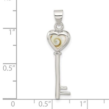 Sterlingsilber Poliert Shiva Auge Herz Key Anhänger