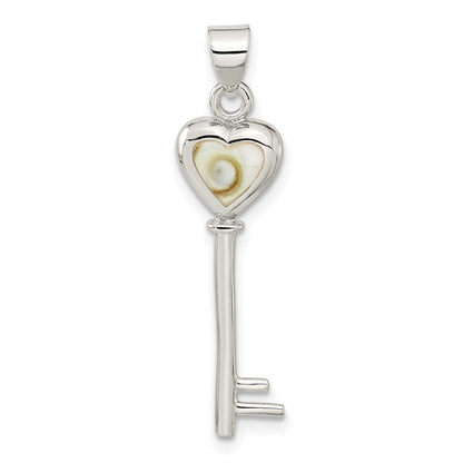 Sterlingsilber Poliert Shiva Auge Herz Key Anhänger