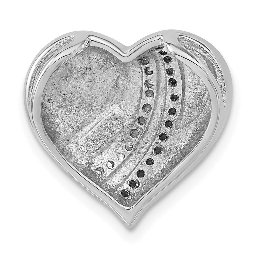 Sterlingsilber mit Schwarz Rhodium Weiß & Emaille Zirkonia Herz Kette Anhänger