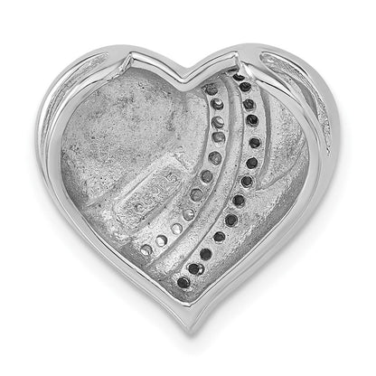 Sterlingsilber mit Schwarz Rhodium Weiß & Emaille Zirkonia Herz Kette Anhänger