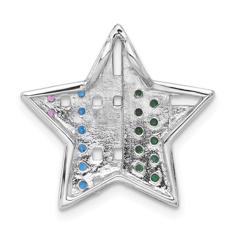 Sterlingsilber mit Schwarz Rhodium Synthetisch Steine Stern Kette Anhänger