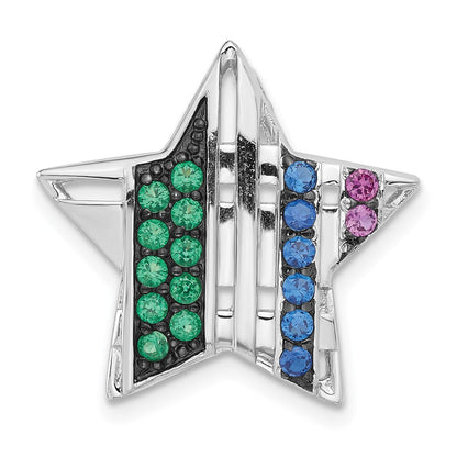 Sterlingsilber mit Schwarz Rhodium Synthetisch Steine Stern Kette Anhänger