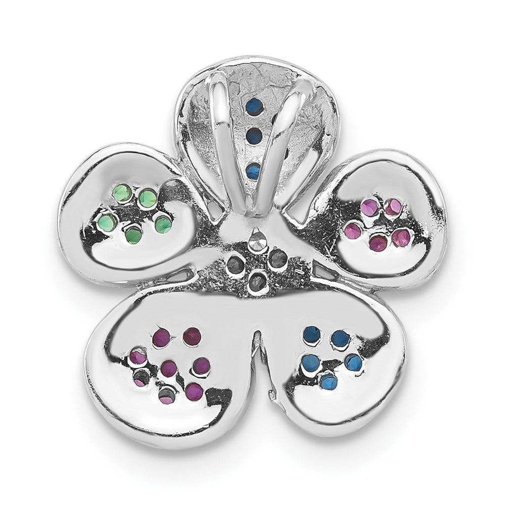 Sterlingsilber Schwarz Rhodium Synthetisch Steine & Zirkonia Blume Anhänger