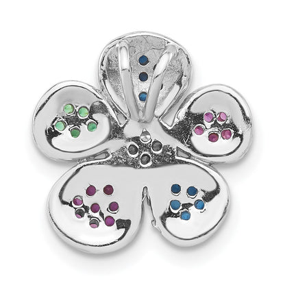 Sterlingsilber Schwarz Rhodium Synthetisch Steine & Zirkonia Blume Anhänger