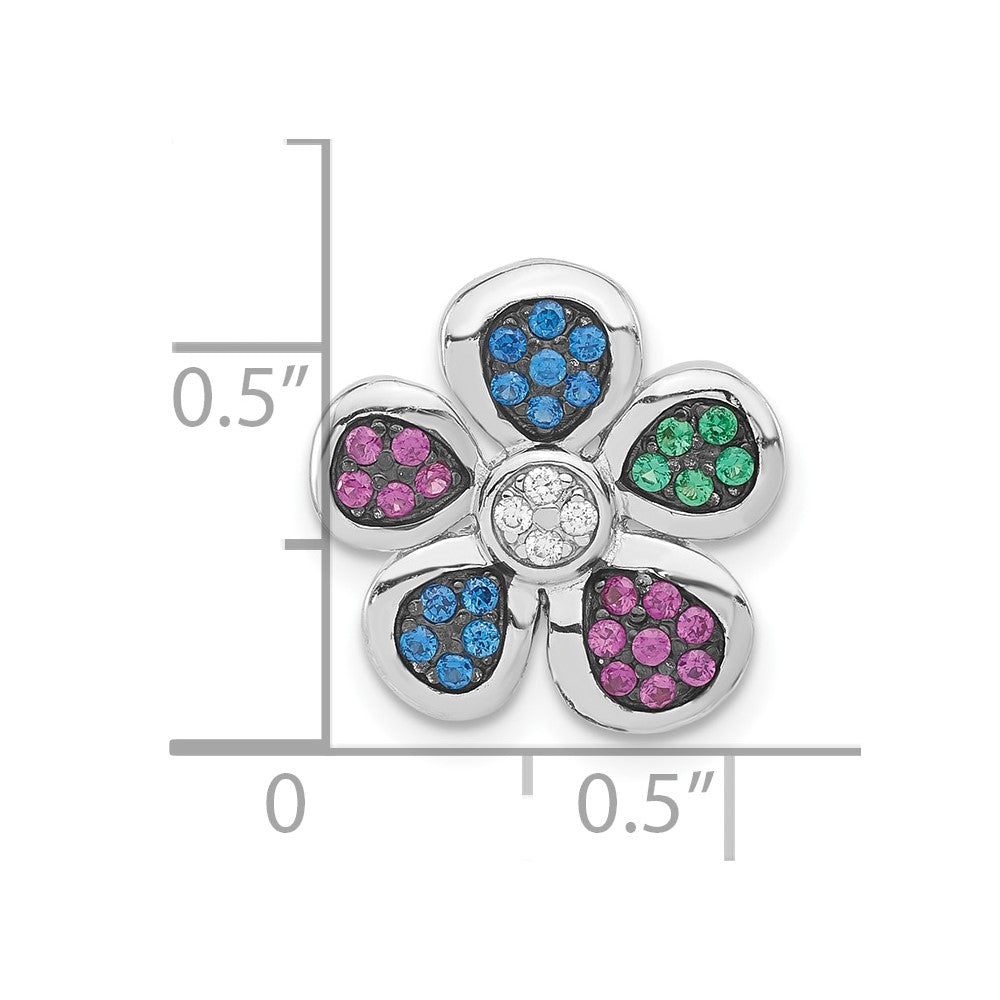 Sterlingsilber Schwarz Rhodium Synthetisch Steine & Zirkonia Blume Anhänger