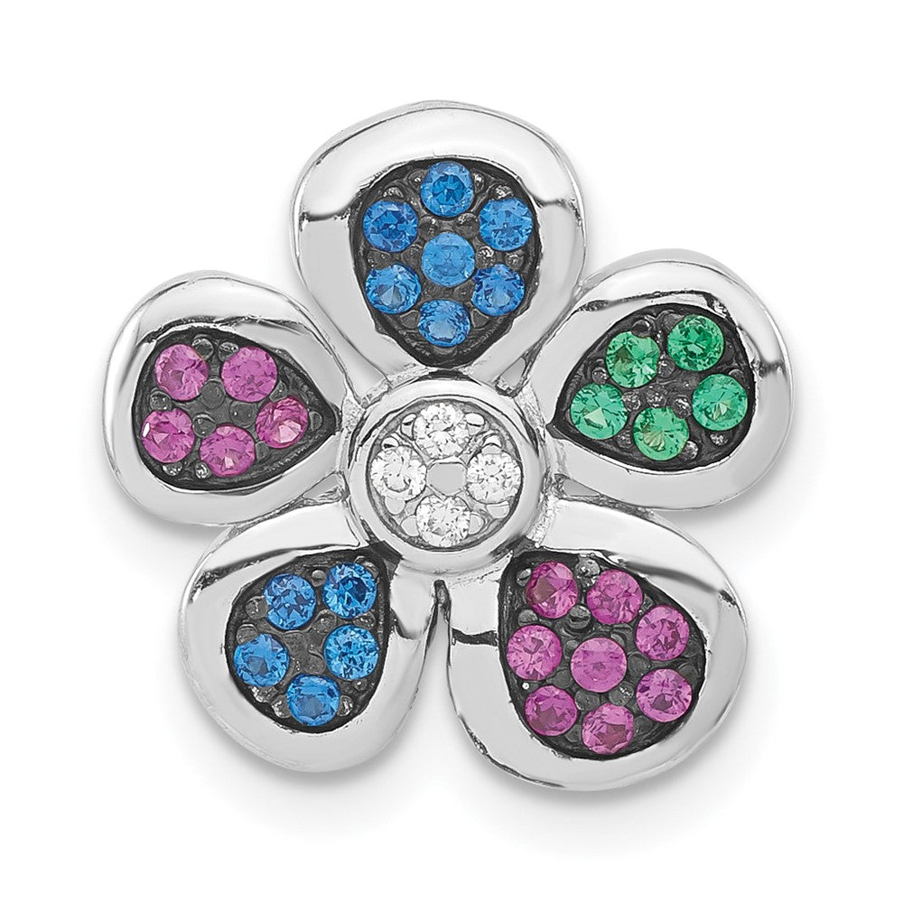 Sterlingsilber Schwarz Rhodium Synthetisch Steine & Zirkonia Blume Anhänger