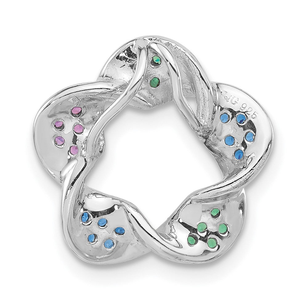 Sterlingsilber mit Schwarz Rhodium Synthetisch Steine Blume Kette Anhänger