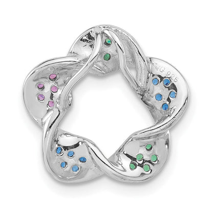 Sterlingsilber mit Schwarz Rhodium Synthetisch Steine Blume Kette Anhänger